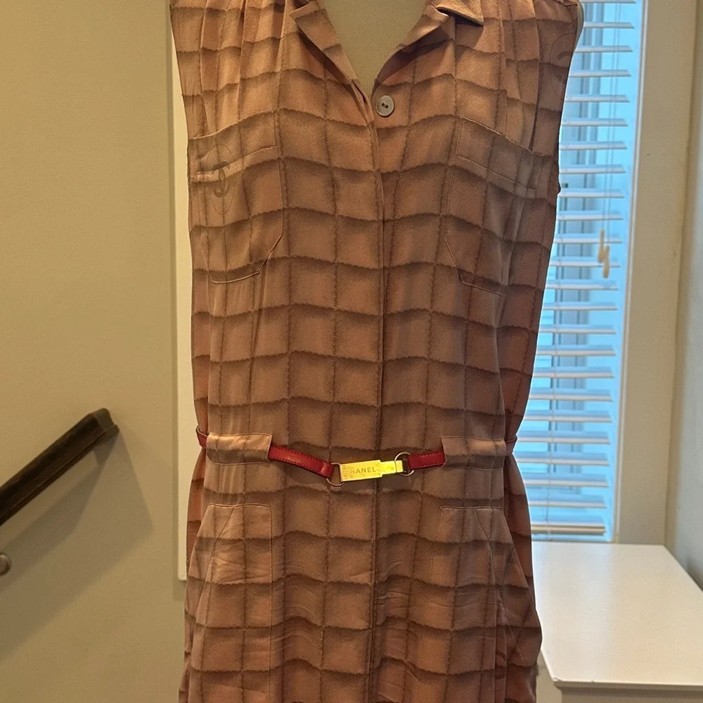 Vintage Chanel Pink Plaid Shirtdress sz 40 - Picture 3 of 14